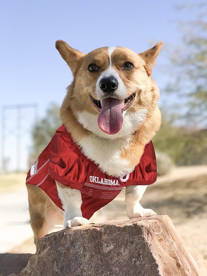 Pets First NCAA College Oklahoma Sooners Mesh Jersey for DOGS & CATS, Small.Licensed Dog Jersey with your Favorite Football/Basketball College Team