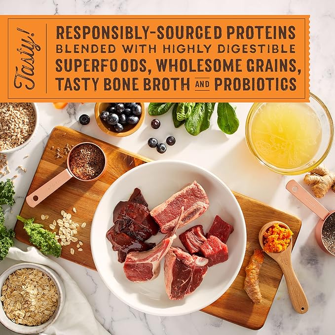 Stella & Chewy's SuperBlends Raw Blend Wholesome Grains Grass-Fed Beef, Beef Liver & Lamb Recipe with Superfoods, 3.25 lb. Bag (Pack of 2)
