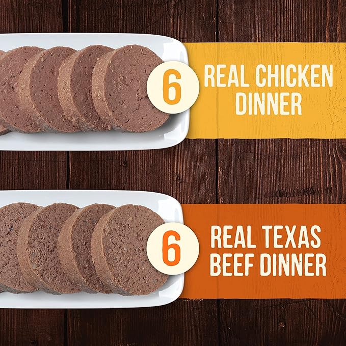 Merrick Grain Free Premium and Natural Canned Dog Food, Soft and Healthy, Real Beef and Chicken Variety Pack - (Pack of 12) 9.5 lb. Cans