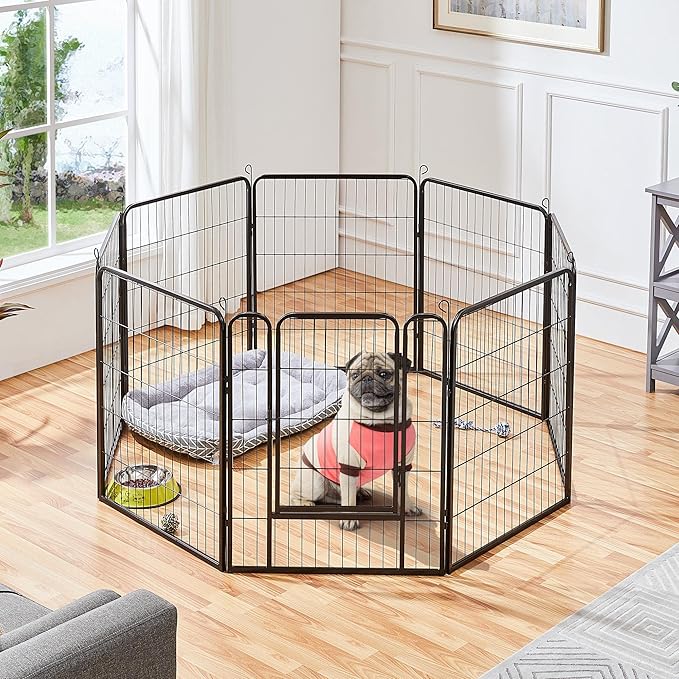 Topeakmart Dog Playpen Outdoor Puppy Exercise Pen Indoor Portable Pet Fence for Yard/RV Camping, 32 Inch 8 Panels