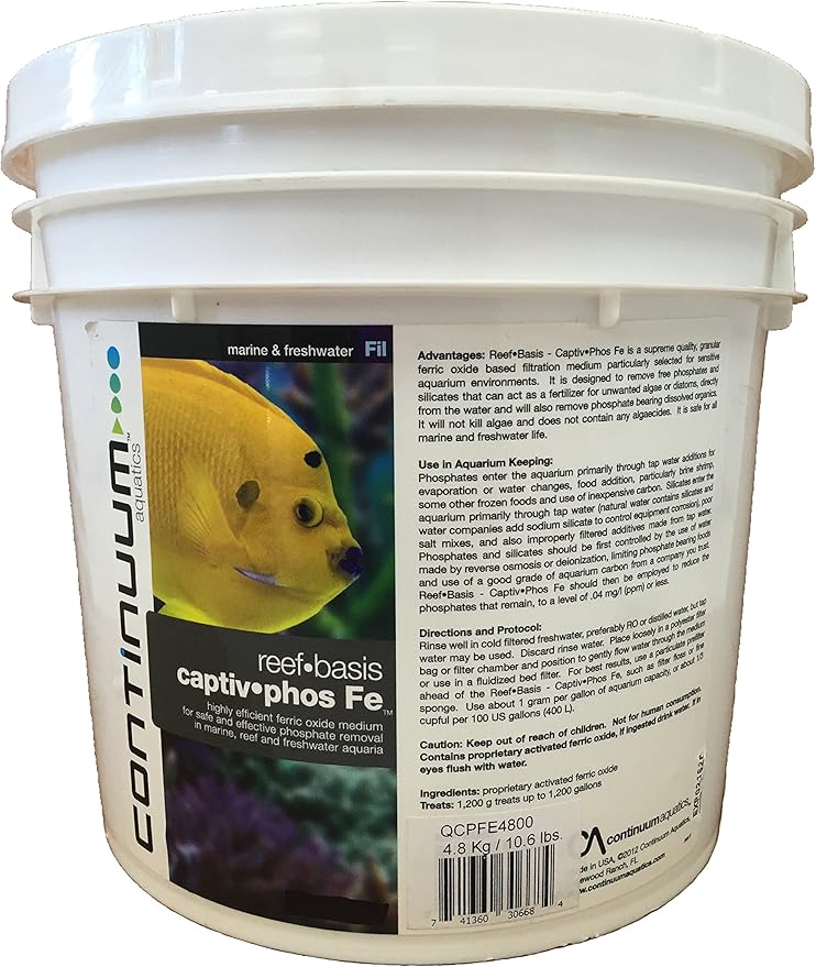 Continuum Aquatics Reef-Basis Captiv Phos Fe - Highly efficient ferric Oxide Filtration Media for Safe and Effective Phosphate Removal in Marine, Reef and Freshwater Aquaria, 4.8-kg