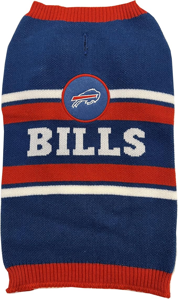 Pets First NFL Buffalo Bills Dog Sweater, Size Extra Large. Warm and Cozy Knit Pet Sweater with NFL Team Logo, Best Puppy Sweater for Large and Small Dogs, Team Color (BUF-4179-XL)