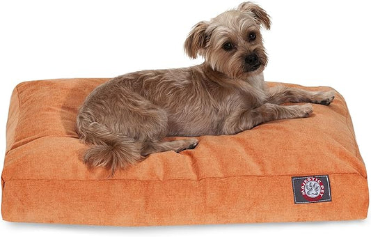 Majestic Pet Villa Rectangle Dog Bed Washable – Non Slip Comfy Pet Bed – Crate Bed with Removable Washable Cover – Kennel Bed for Sleeping, Polyester Fiber, Medium, Orange