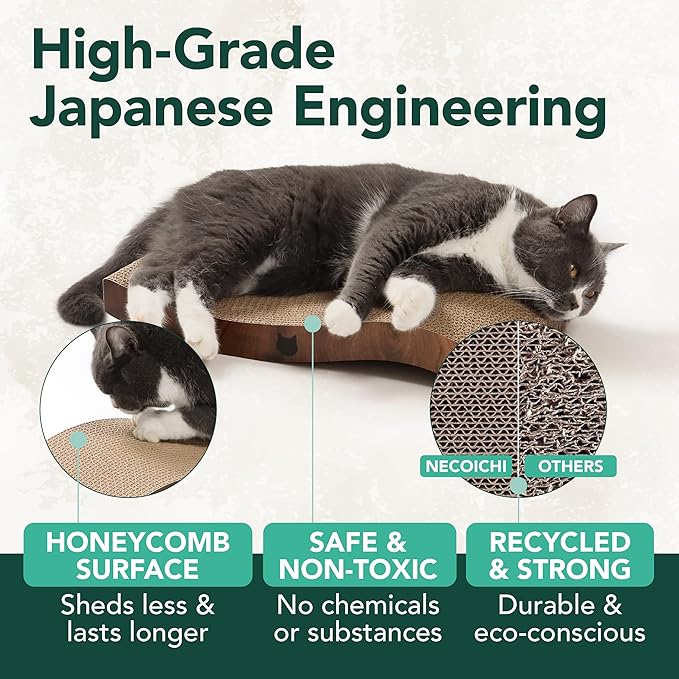 Reversible Wave Cat Scratcher for Indoor Cats - Cat Scratching Board, Horizontal Cat Scratch Pad Lounger with Reversible Usability and Extra Comfort for Lounge(1Pack, Oak)