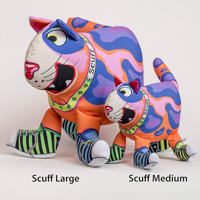 FUZZU that Sneacky Cat Scuff Dog Toy | Durable Squeaky Dog Toy | Rugged Dog Chew Toy | Medium
