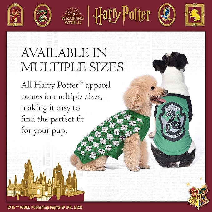 Harry Potter Slytherin Dog Sweater - Pet Outerwear for Dogs - Officially Licensed Dog Apparel & Accessories for Hogwarts Houses, Size Large