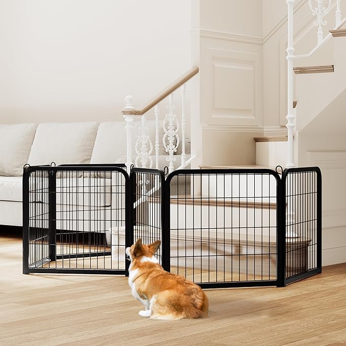 Topeakmart Dog Playpen Outdoor Puppy Exercise Pen Indoor Portable Pet Fence for Yard/RV Camping, 24 Inch 6 Panels