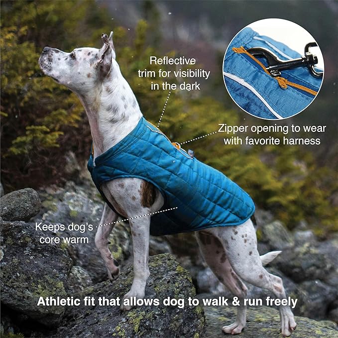 Kurgo Loft Dog Jacket - Reversible Cozy Coat for Outdoor Adventures - Water Resistant - Athletic Fit - Machine Washable Fabric - Reflective Dog Gear - Medium - Chili Red