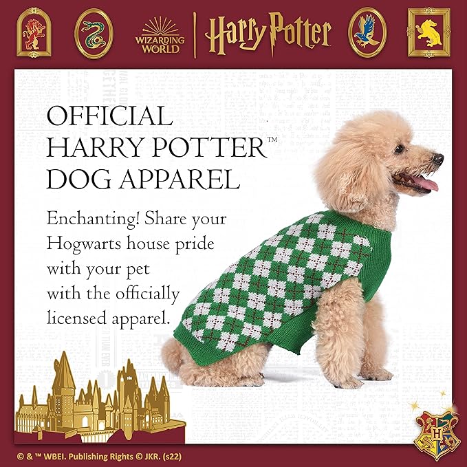 Harry Potter Slytherin Pet Sweater - Large | Harry Potter Costumes for Dogs | Dog Apparel & Accessories for Hogwarts Houses, Slytherin Dog Sweater, Pullover Sweater for Dogs