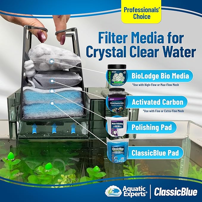Aquatic Experts Classic Bonded Aquarium Filter Pad - Blue and White Aquarium Filter Media Roll Bulk Can Be Cut to Fit Most Filters, Made in USA (12" by 24 Feet by 3/4" Thick)
