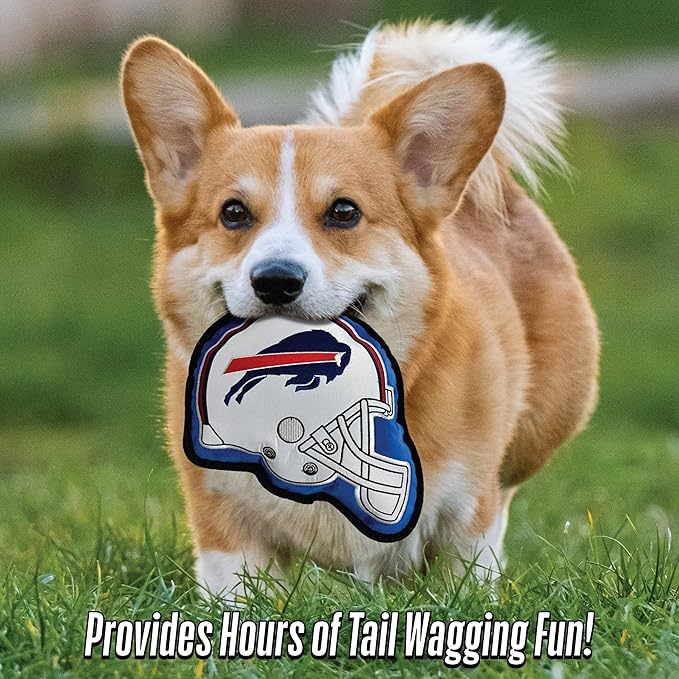 The 1st Ever Tough but Smooth Dog Toy NFL Buffalo Bills Football Helmet Tough Pet Toy. A Premium Quality Doggie Toy with Built-in Squeaker. Sports Fans Favorite Chew Toy