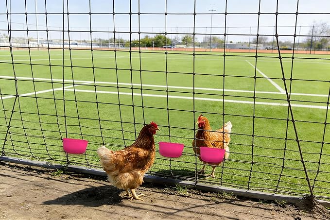 Cage Cups for Chickens 10 Pcs Hanging 25oz Feeder Waterer,Pink Food Bowl Coop Dish Water Dispenser Drinker Grit Container for Rabbits Birds Pigeon Duck and Small Animals