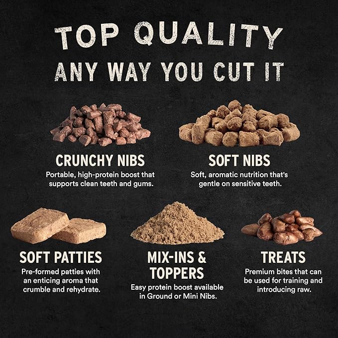 Vital Essentials Freeze Dried Dog Food, Raw Beef Crunchy Nibs | Complete Meal or Topper | 96% Beef, Organs & Bone | Limited Ingredient, High Protein, Grain Free Dry Dog Food | 14 oz Bag