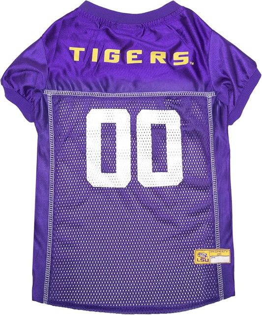 Pets First NCAA College LSU Tigers Mesh Jersey for DOGS & CATS, Large. Licensed Dog Jersey with your Favorite Football/Basketball College Team