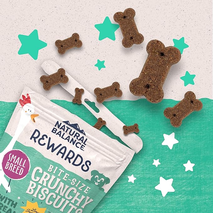 Natural Balance Limited Ingredient Rewards Crunchy Biscuits, Bite-Size Treats for Small-Breed Dogs, Made with Real Chicken, 8 Ounce, (Pack of 2)