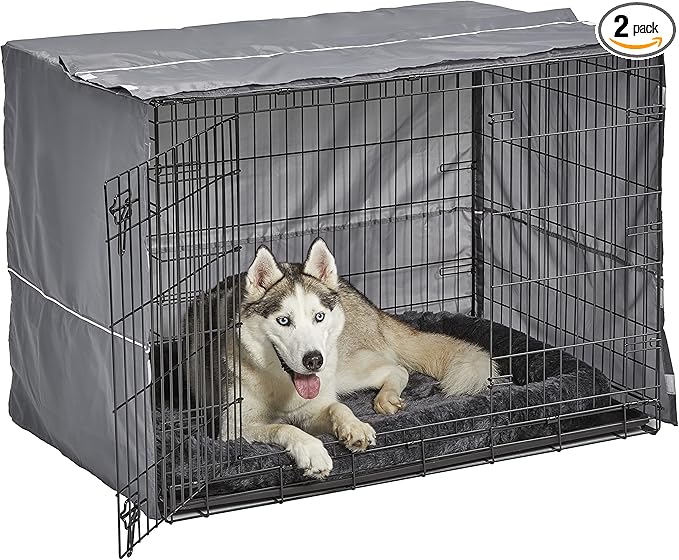 New World Dog Crate Comfort Kit by, Matching Dog Crate Cover & Dog Bed to Make Your Dogs Crate Their Home, Compatible with Midwest Homes for Pets & New World Dog Crates, Fits 42-Inch Dog Crate, Gray
