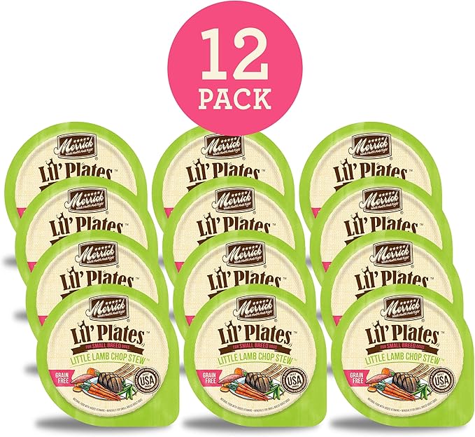Merrick Lil Plates Little Lamb Chop Stew Grain Free Wet Dog Food For Small Dogs, 3.5 oz. Tub