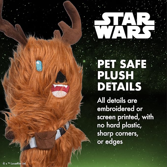 STAR WARS for Pets Dog Toy Chewbacca Reindeer Squeaky Dog Chew Toy | Soft Plush Dog Toy, Squeaky Dog Toy | Holiday Dog Toy Plush Toys, Chewbacca Dog Toy | Small Dog Toy 6 Inch (FF24146)