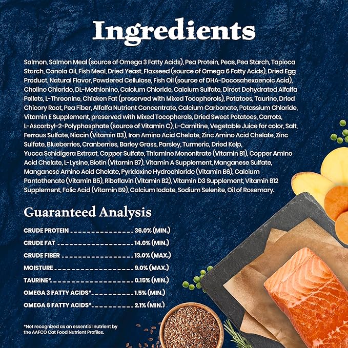 Blue Buffalo Wilderness High-Protein & Grain-Free Dry Food for Mature Adult Cats 7+, Made with Natural Ingredients, Salmon Recipe, 5lb Bag