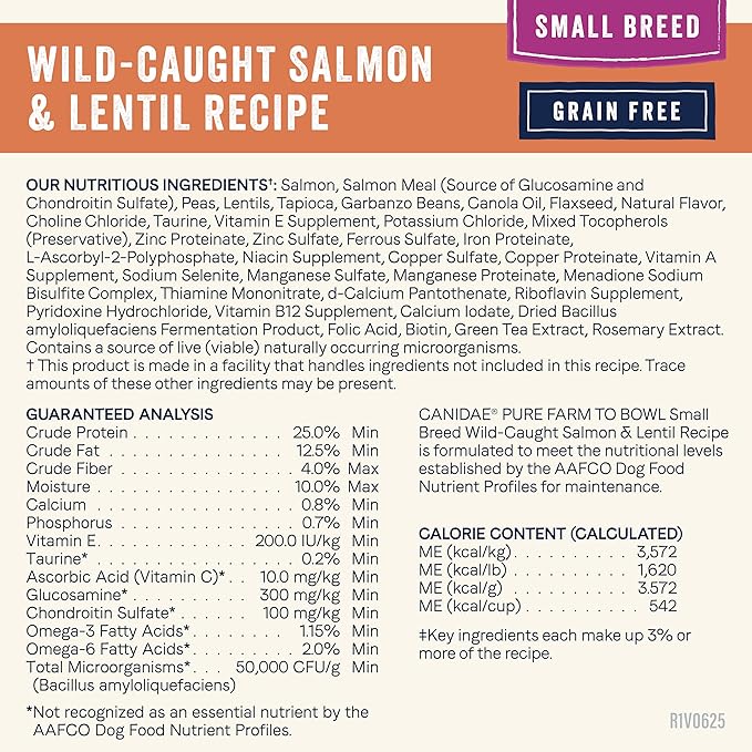 Canidae Pure Farm to Bowl Small Breed, Wild-Caught Salmon & Lentil Recipe, 10 lbs.