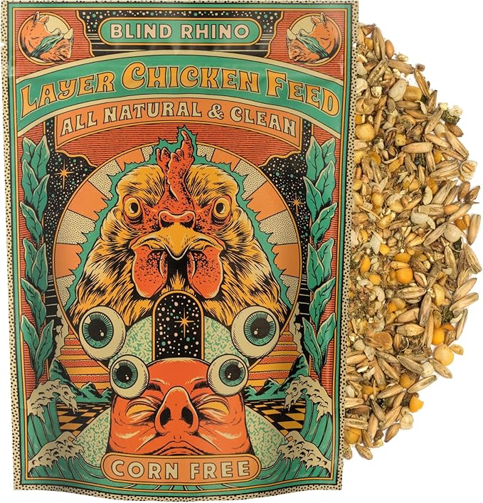 wobniaR Layer Chicken Feed - Blind Rhino All Natural & Clean Whole Grain Layer Chicken Feed (Chickens 20+ Weeks Olds)