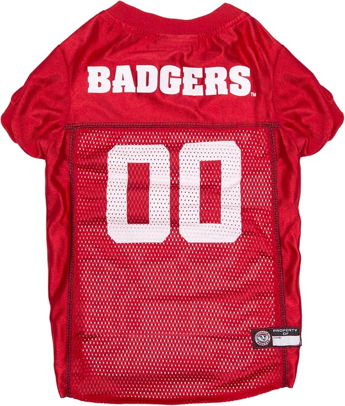 Pets First NCAA College Wisconsin Badgers Mesh Jersey for DOGS & CATS, Small.Licensed Dog Jersey with your Favorite Football/Basketball College Team