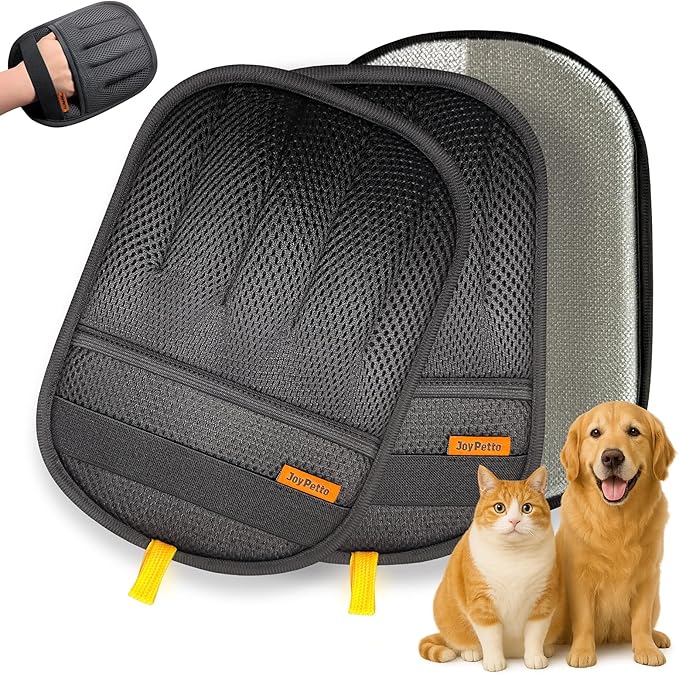 Premium Magic Brush Pet Hair Removal Gloves (2pcs) - Reusable & Washable 5-Finger Design for Furniture, Car Seats, Carpet, Laundry - for Surfaces, Not Pet Grooming