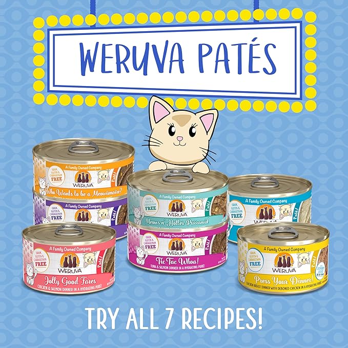Weruva Wet Cat Food, Press Your Lunch with Chicken Pate, 10oz Can, Pack of 12
