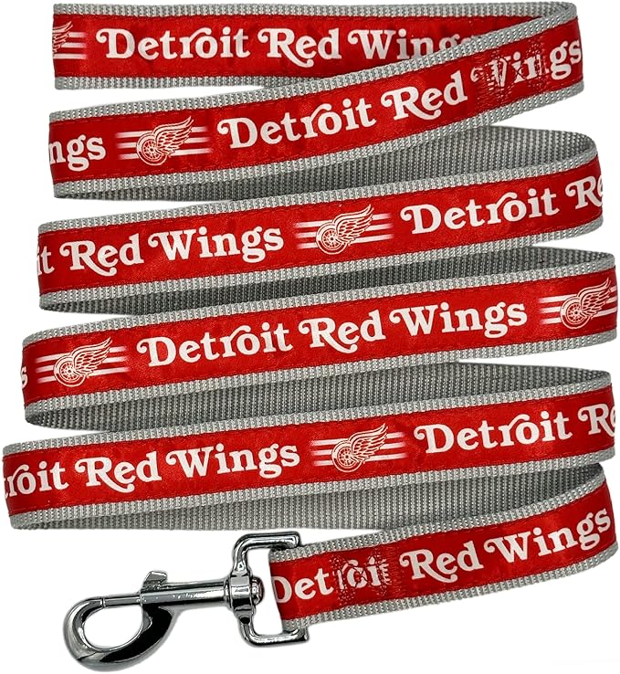 Pets First NHL Detroit RED Wings Leash for Dogs & Cats, Walk Cute & Stylish! The Ultimate Hockey Fan Leash!, Large (6 ft Long x 1 in Width) (DRW-3031-LG)