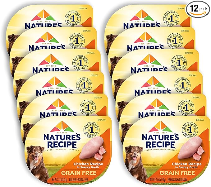 Nature's Recipe Grain Free Chicken Recipe in Savory Broth Wet Dog Food, 2.75 oz. Cup, 12 Count