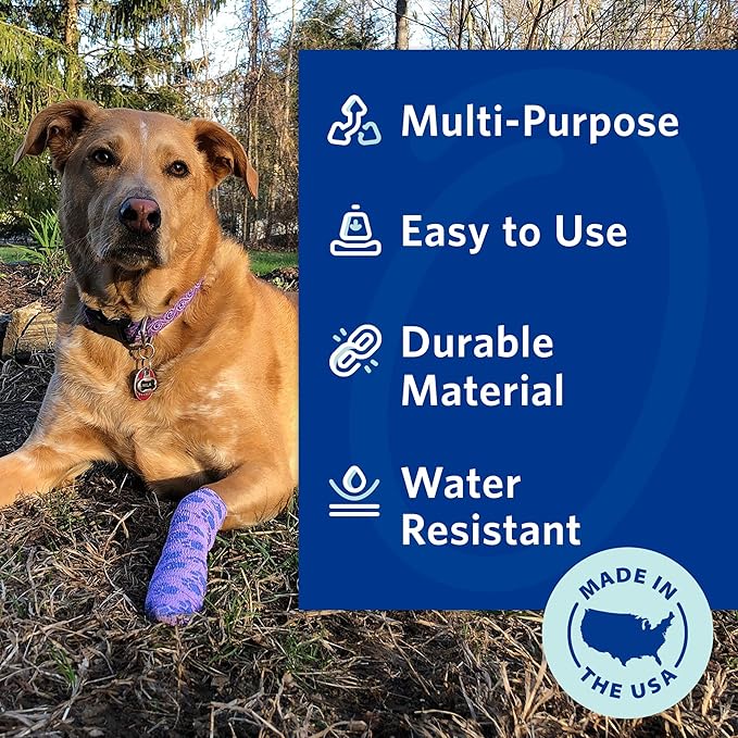 OVIK Health PetFlex Paw Pack – Flexible Self-Adhering Elastic Bandage for Wound Care – First Aid Wrap for Small Animals Like Dogs, Cats, and Other Pets - 2 inch, 6 Rolls