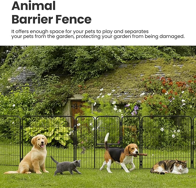 Simple Deluxe Dog Playpen Outdoor Indoor, 24 Inch 8 Panels Dog Fence for Small Dogs Puppy, Perfect Dog Pen for Camping, Yard, RV, Garden Fence, Black