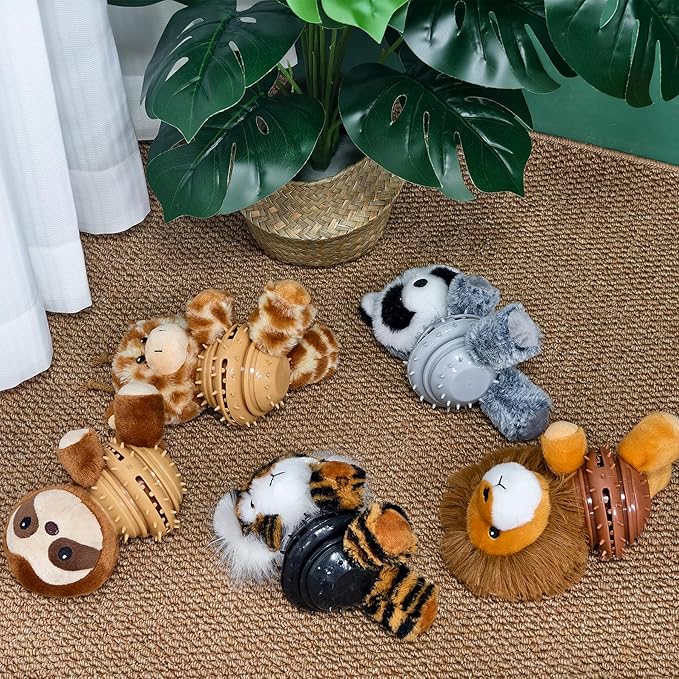 Giraffe Plush Squeaky Dog Toy with Rubber Treat Dispenser Puppy Teething Chew Toy Cute Fun Durable Multi-Functional Interactive Puzzle Dog Toy for Small Medium Large Dogs Toy Gift 21.5cm/8.46in