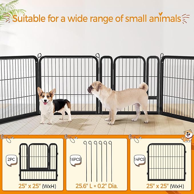 Topeakmart Dog Playpen Outdoor Puppy Exercise Pen Indoor Portable Pet Fence for Yard/RV Camping, 24 Inch 16 Panels