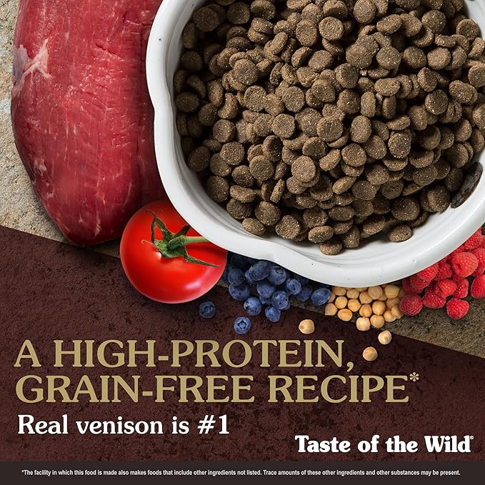 Taste of the Wild Pine Forest Grain-Free Recipe with Roasted Venison Dry Dog Food for All Life Stages, Made with Protein from Real Venison, Superfoods and Guaranteed Nutrients Like Probiotics 5lb