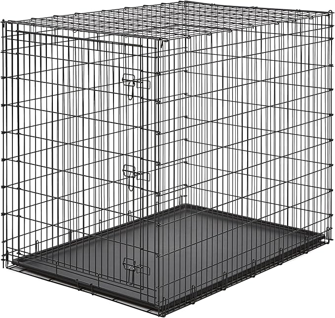 Solutions by MidWest Homes for Pets 54-Inch Drop Pin Crate for Giant Breeds Over 100 lbs, Single Door Dog Crate with Leak-Proof Tray & Secure Latches, Durable Drop Pin Construction