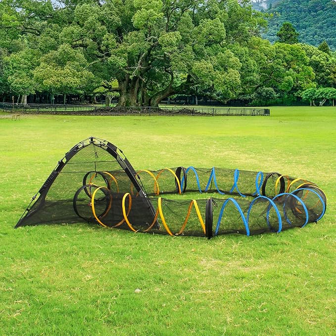 Cat Play Tunnel-for Indoor and Outdoor, Cat Play House, Cat Enclosures Easy to Connect with Two Zipper Doors,Product Size 67'' x 18'',2pcs /Set,Orange and Blue 2 Packs