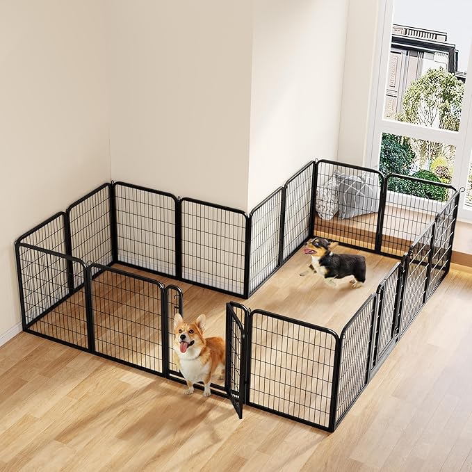 Topeakmart Dog Playpen Outdoor Puppy Exercise Pen Indoor Portable Pet Fence for Yard/RV Camping, 32 Inch 16 Panels