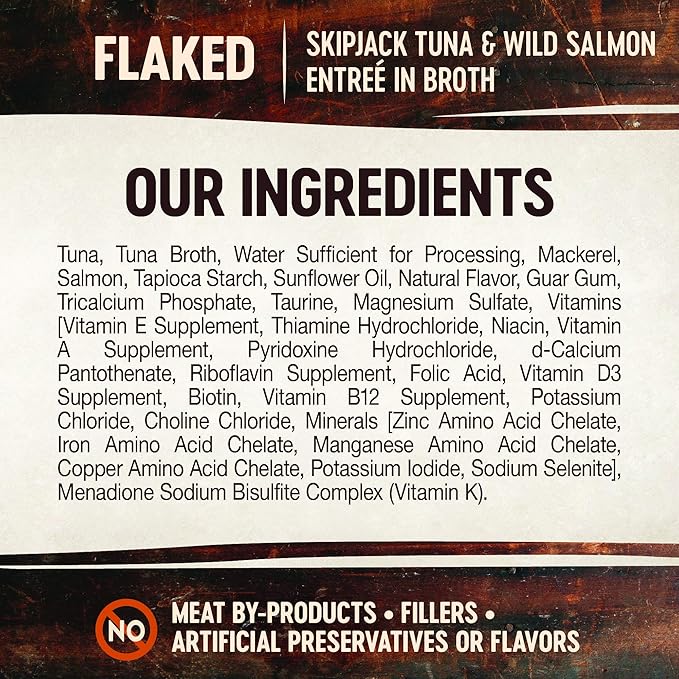Wellness CORE Signature Selects Flaked Adult Canned Wet Cat Food, Natural, Protein Rich, Grain Free, Skipjack Tuna and Wild Salmon Entrée Recipe, 2.8 oz, Pack of 12 Cans