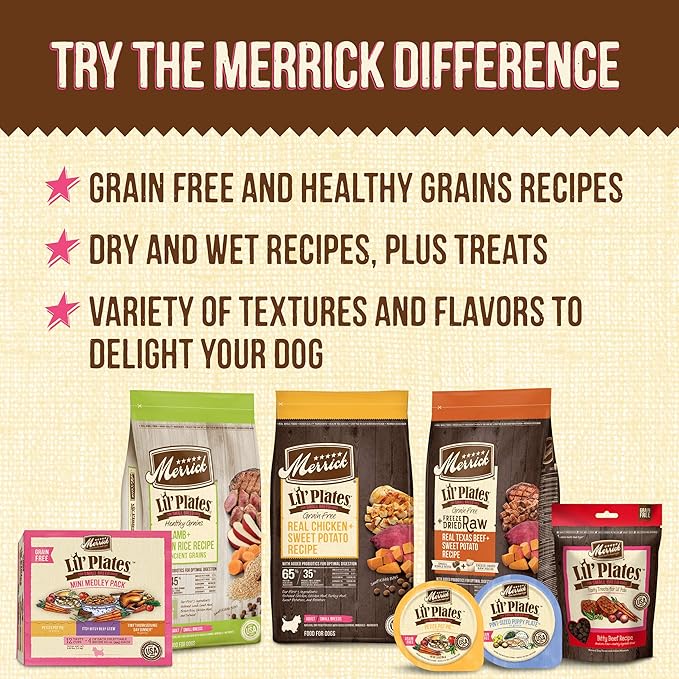 Merrick Lil Plates Little Lamb Chop Stew Grain Free Wet Dog Food For Small Dogs, 3.5 oz. Tub