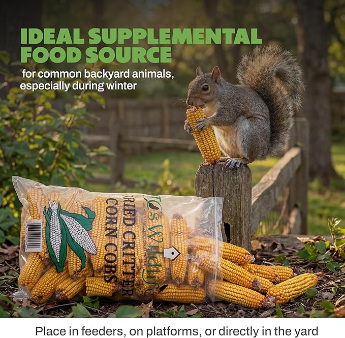 JCs Wildlife Dried Corn on the Cob for Wildlife, Natural Feed for Squirrels, Deer, Raccoons, Rabbits, Ducks, Geese & Backyard Critters, Breathable Packaging, 14 lb Bags (3 Packs)