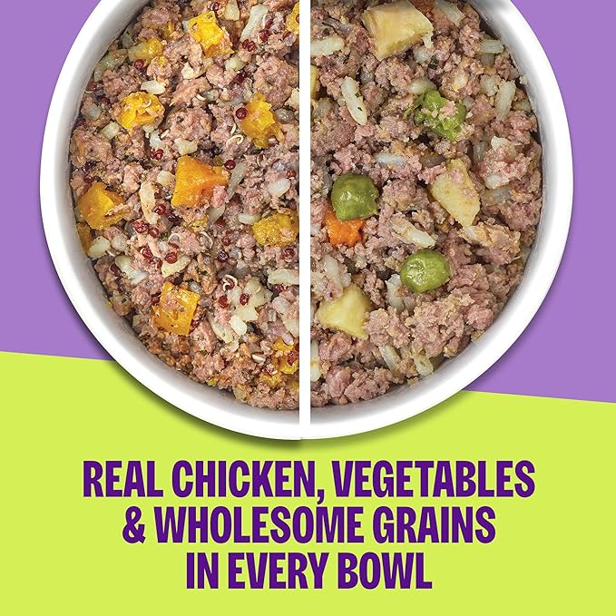Wellness Protein Bowls Variety Pack Adult Wet Dog Food, Fresh Alternative, Wholesome Grains, Natural, Chicken Recipes, 6.2 oz, Pack of 6 Pouches