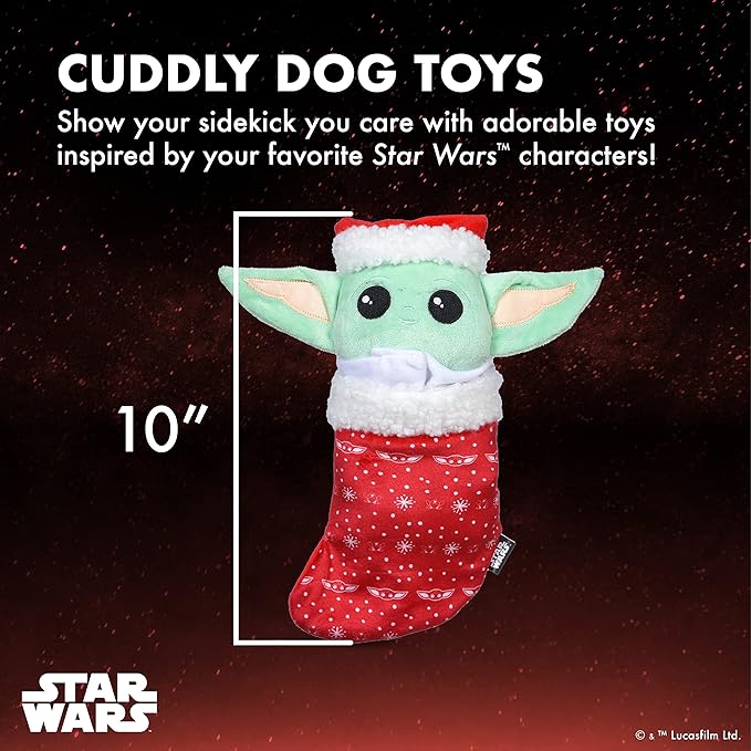 Star Wars for Pets 10" GROGU Stocking Plush Figure Burrow Toy | The Mandalorian Holiday Pet Products GROGU | The Child Squeaky Pet Toy | for Pets (FF24159)