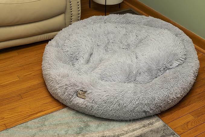 Armarkat Extra Large, Fluffy Gray Round Cat Bed - C71NHS