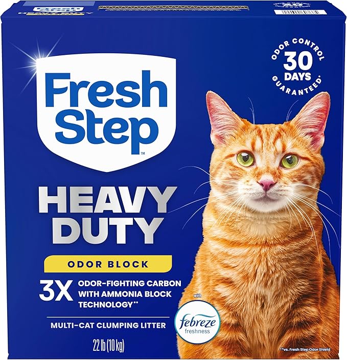 Fresh Step Heavy Duty Odor Block Multi Cat Clumping Litter with Febreze, 22 lb (Package May Vary)