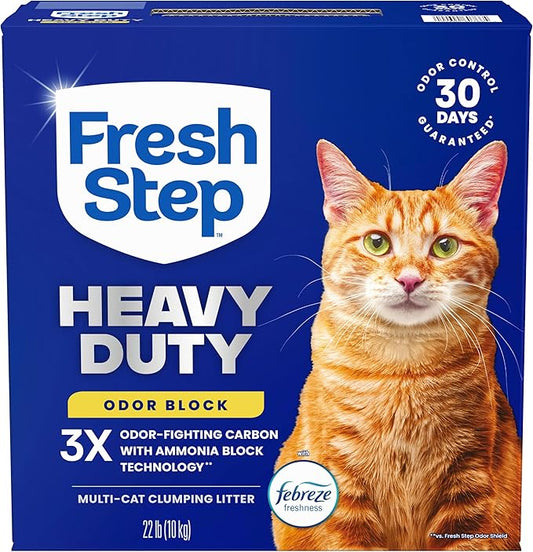 Fresh Step Heavy Duty Odor Block Multi Cat Clumping Litter with Febreze, 22 lb (Package May Vary)