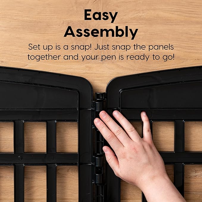 IRIS USA 24" 10-Panel Pet Dog Puppy Playpen with Door, Small, Medium, and Large Dogs, Keep Pets Secure, Easy Assembly & Storying, Customizable, Black