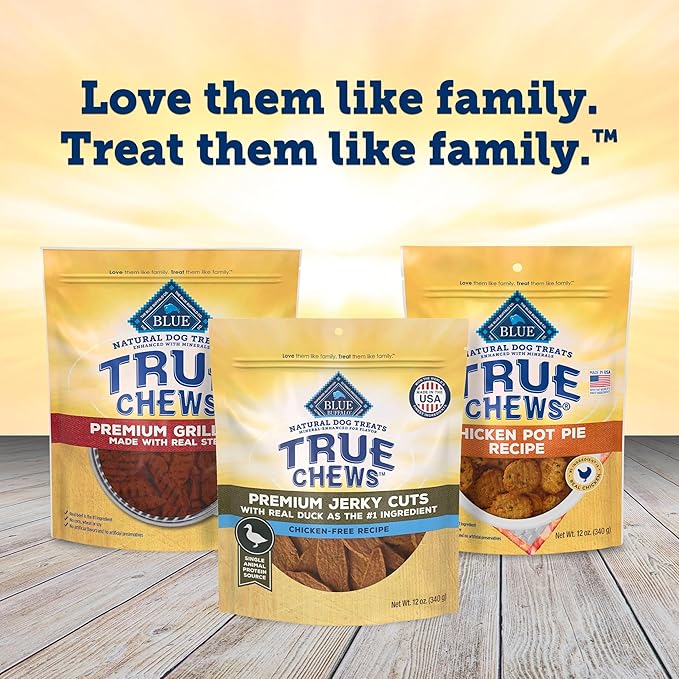 Blue Buffalo True Chews Premium Jerky Cuts Dog Treats, Made in the USA with Natural Ingredients, Duck, 12-oz Bag