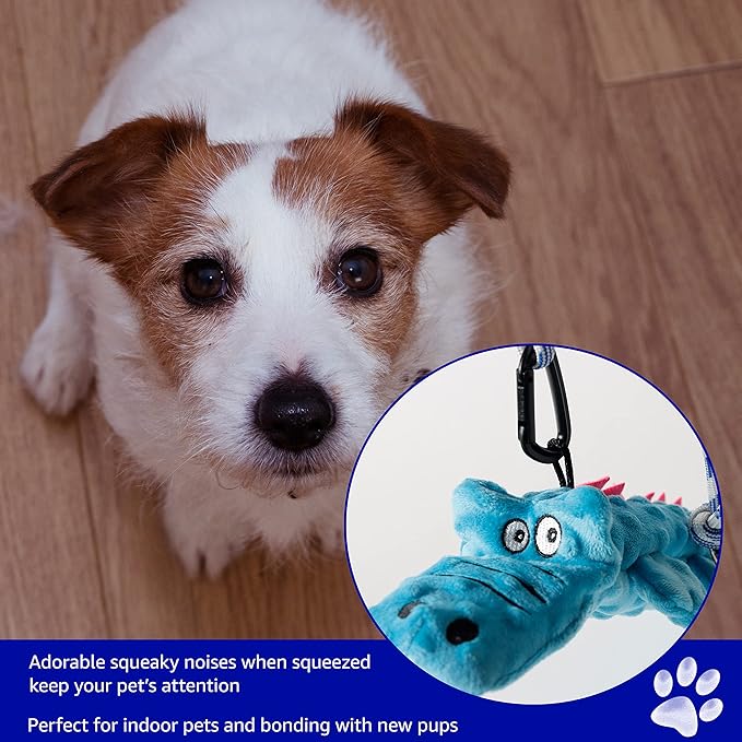 Pet Fit For Life Flirt Pole for Dogs - Extra Long 31" Dog Teaser Wand with Plush Alligator Squeaky Attachment | Promotes Animal Health & Fitness, Made w/Soft & Durable Materials | Gift