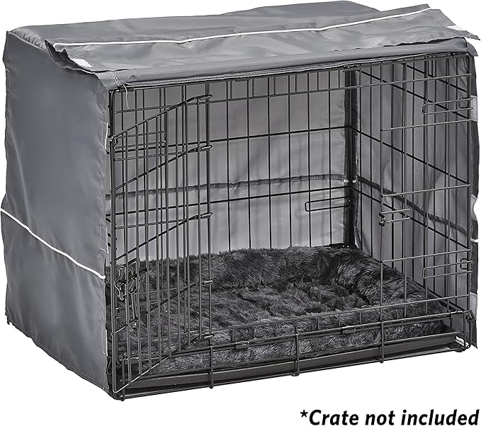 New World Dog Crate Comfort Kit, Matching Dog Crate Cover & Dog Bed, Fits 24-Inch Long Dog Crates, Machine Washable & Dryer Friendly, Gray